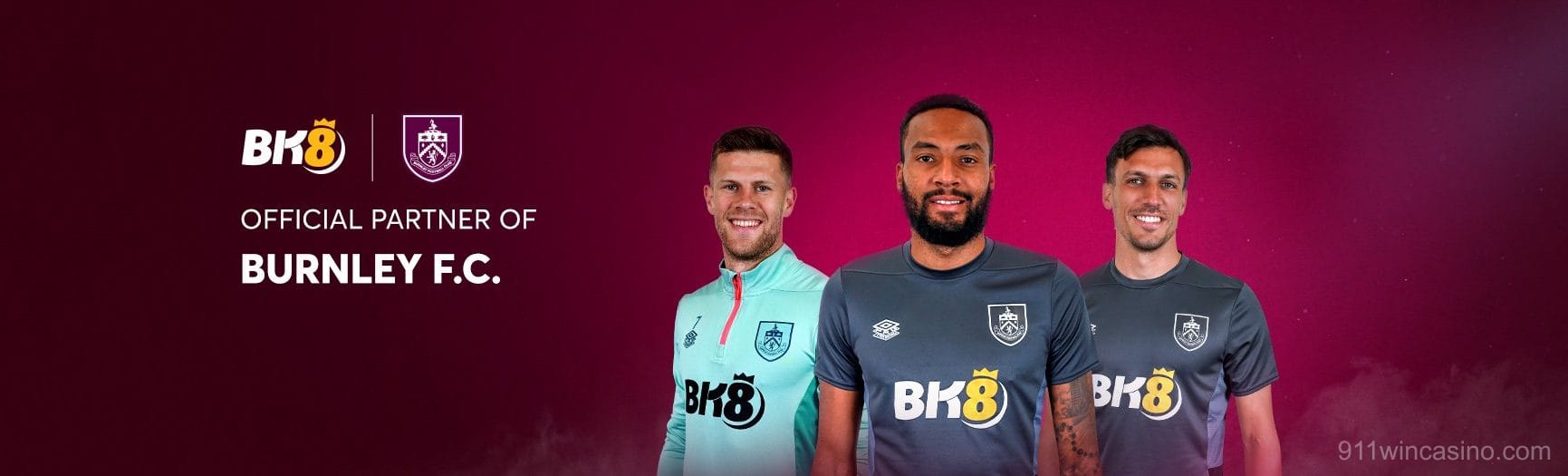Banner đối tác chiến lược BK8 và câu lạc bộ Burnley FC