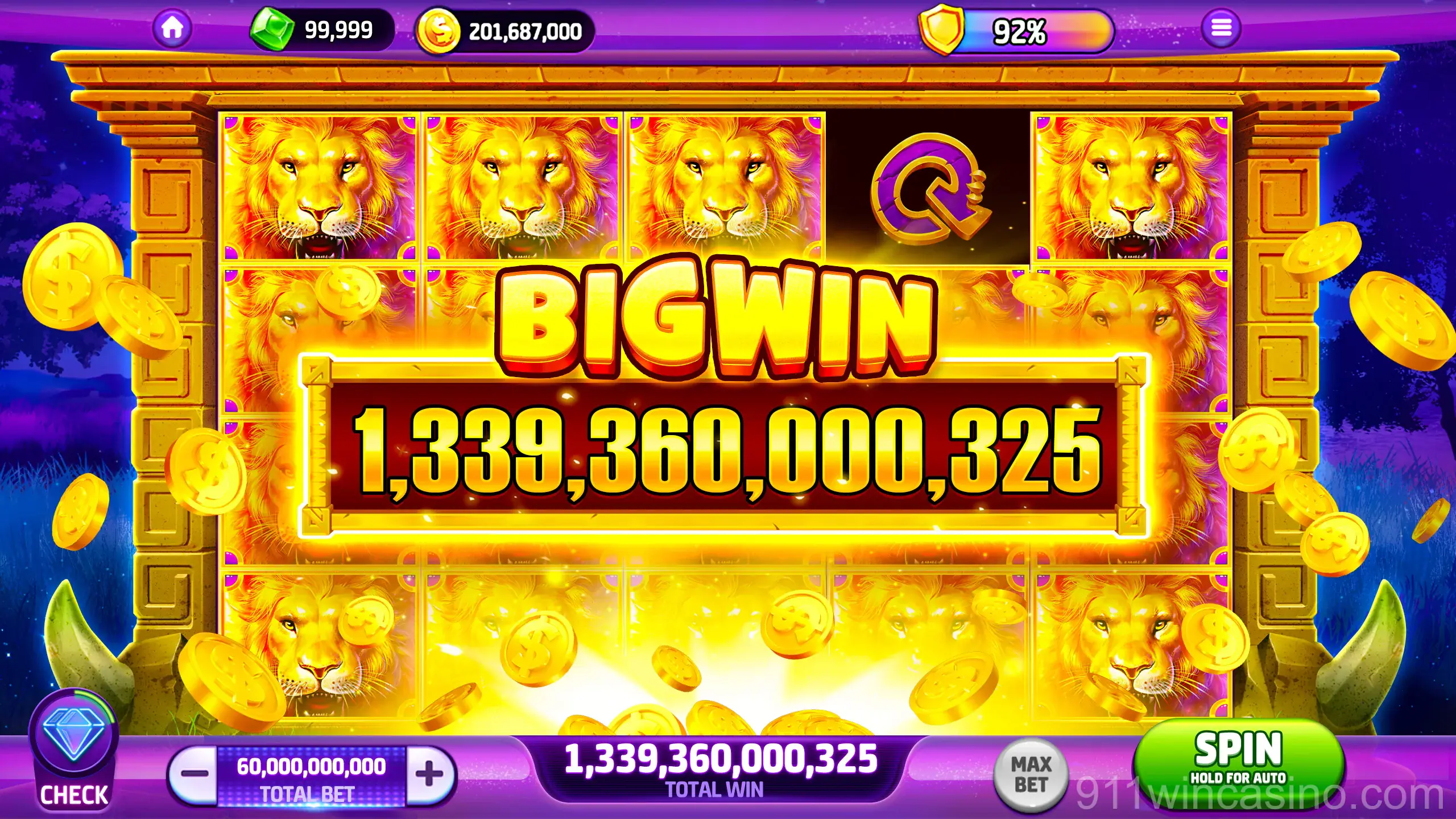 Hiệu ứng nổ hũ jackpot sống động tại win911